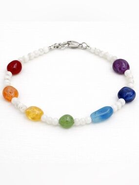 Mixed Gemstone & Mother of Pearl Chakra Bracelet